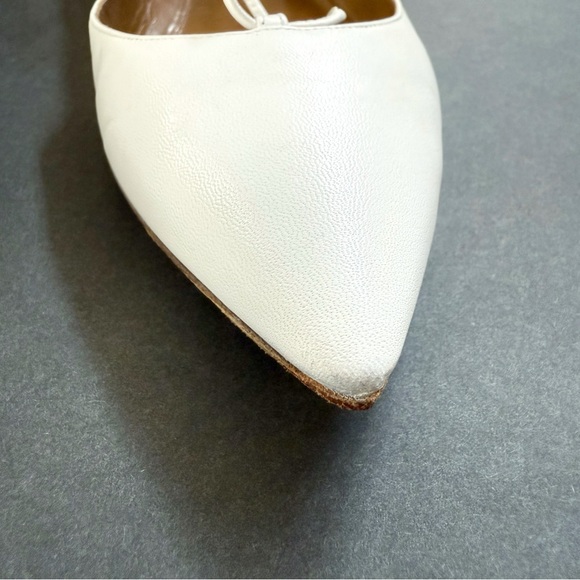 AQUAZZURA CHRISTY WHITE LEATHER LACE UP ANKLE WRAP POINTED TOE BALLET FLATS - Picture 7 of 15